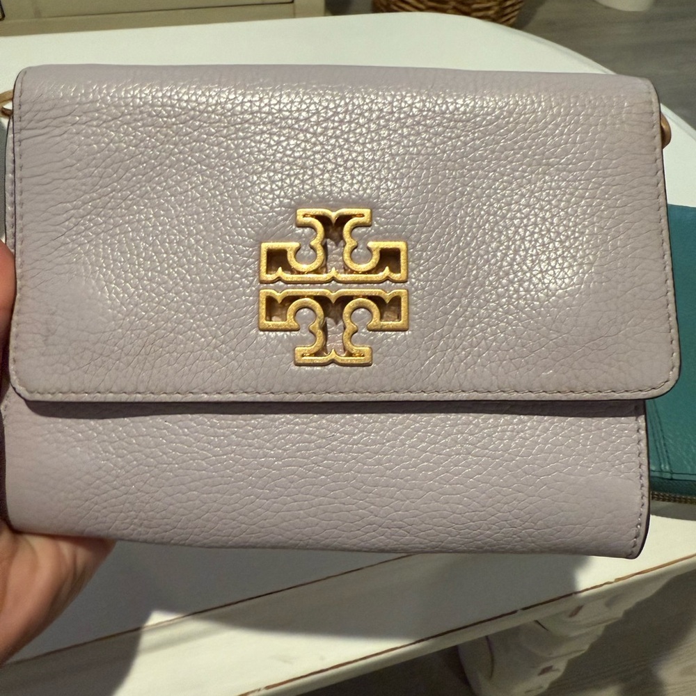 Tory Burch Purple Crossbody Bag with Iconic Logo